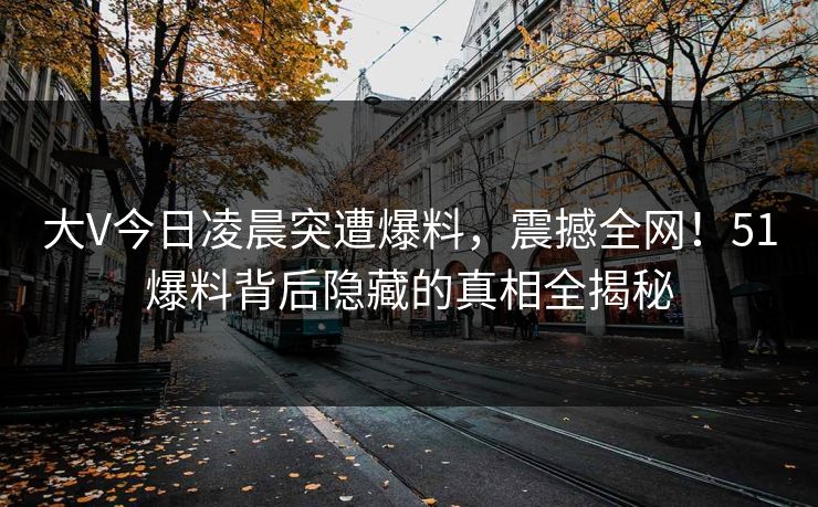 大V今日凌晨突遭爆料，震撼全网！51爆料背后隐藏的真相全揭秘