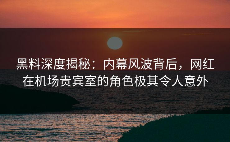 黑料深度揭秘：内幕风波背后，网红在机场贵宾室的角色极其令人意外  第1张