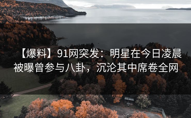 【爆料】91网突发：明星在今日凌晨被曝曾参与八卦，沉沦其中席卷全网  第1张