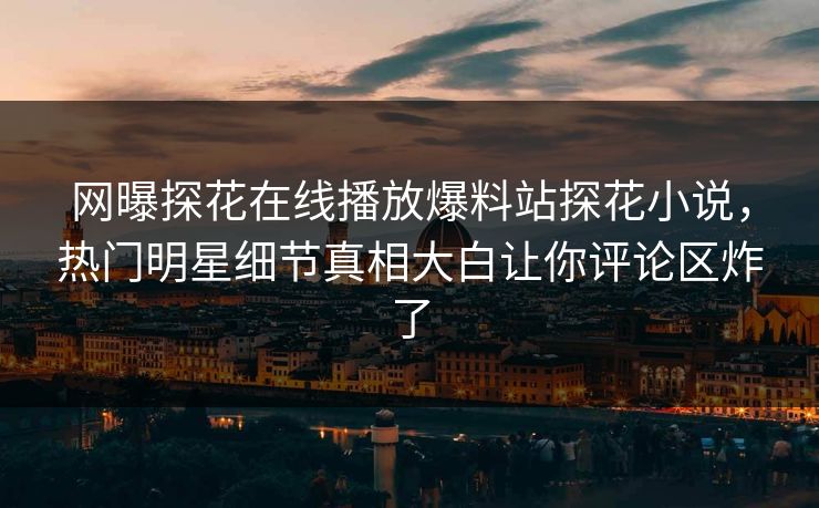 网曝探花在线播放爆料站探花小说，热门明星细节真相大白让你评论区炸了