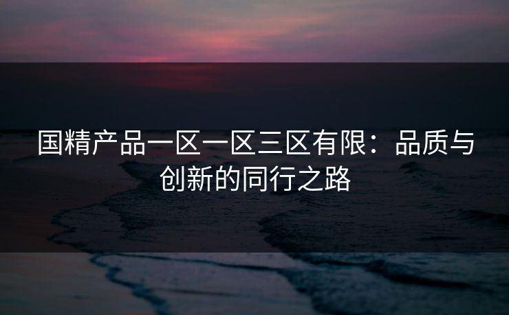 国精产品一区一区三区有限：品质与创新的同行之路