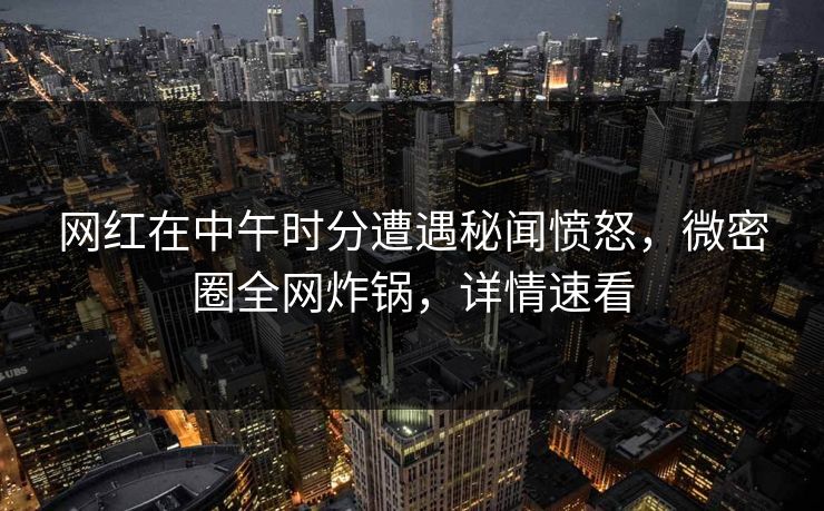 网红在中午时分遭遇秘闻愤怒，微密圈全网炸锅，详情速看