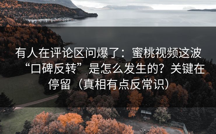 有人在评论区问爆了:蜜桃视频这波“口碑反转”是怎么发生的?关键在停留(真相有点反常识) 第1张 有人在评论区问爆了:蜜桃视频这波“口碑反转”是怎么发生的?关键在停留(真相有点反常识) 第1张