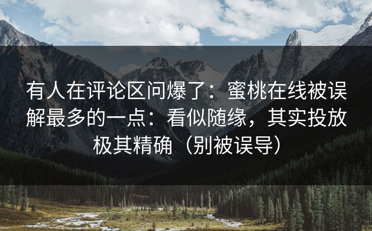 有人在评论区问爆了：蜜桃在线被误解最多的一点：看似随缘，其实投放极其精确（别被误导）